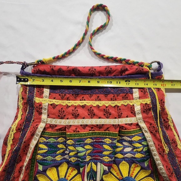 Colourful Amiani Boho Embroidered Fabric Slouchy Satchel - Picture 8 of 16